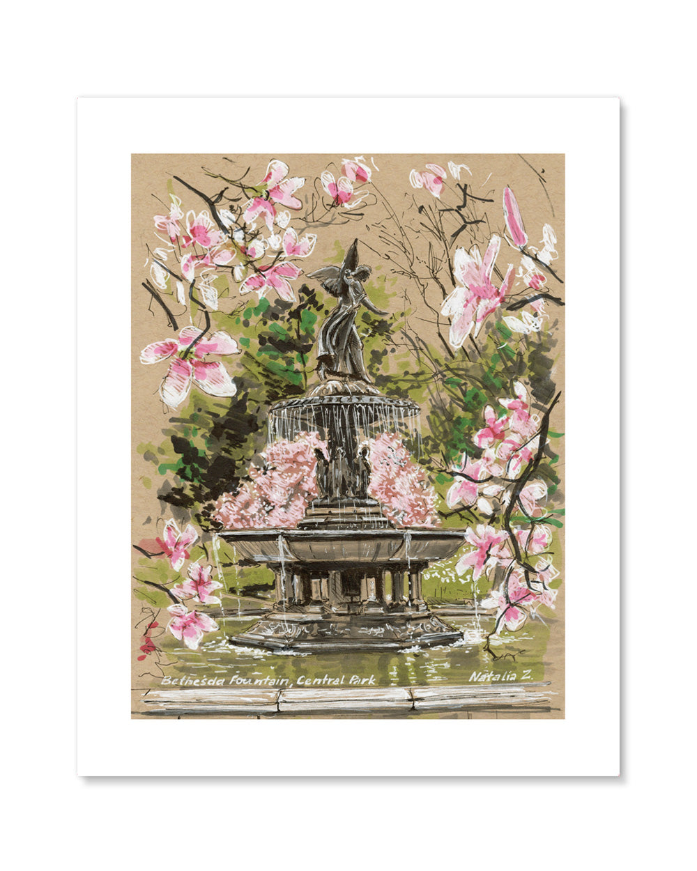 Bethesda Fountain in Spring Art Print