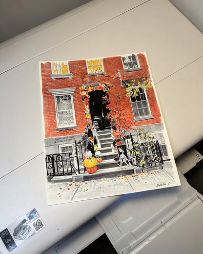 Halloween Townhouse Art Print