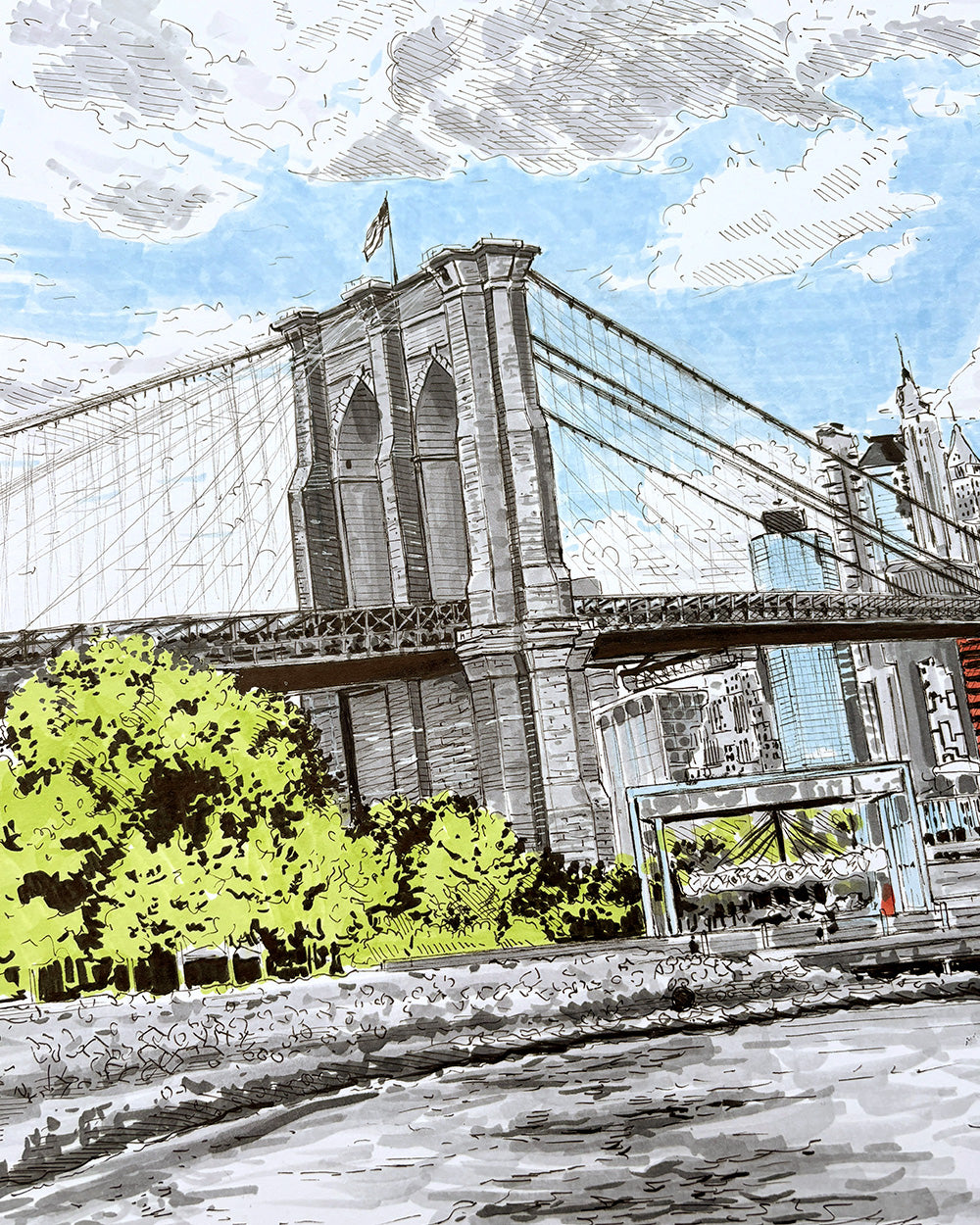 Brooklyn Bridge Skyline Art Print