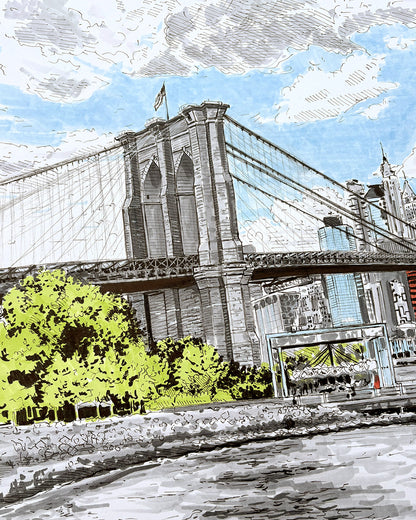 Brooklyn Bridge Skyline Art Print