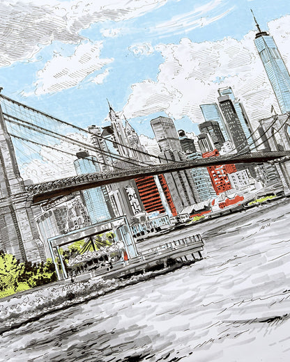 Brooklyn Bridge Skyline Art Print