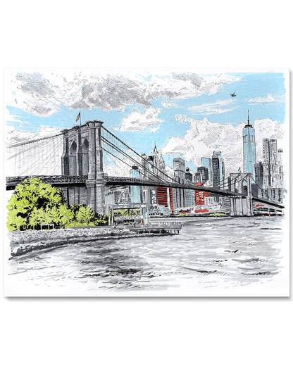 Brooklyn Bridge Skyline Art Print