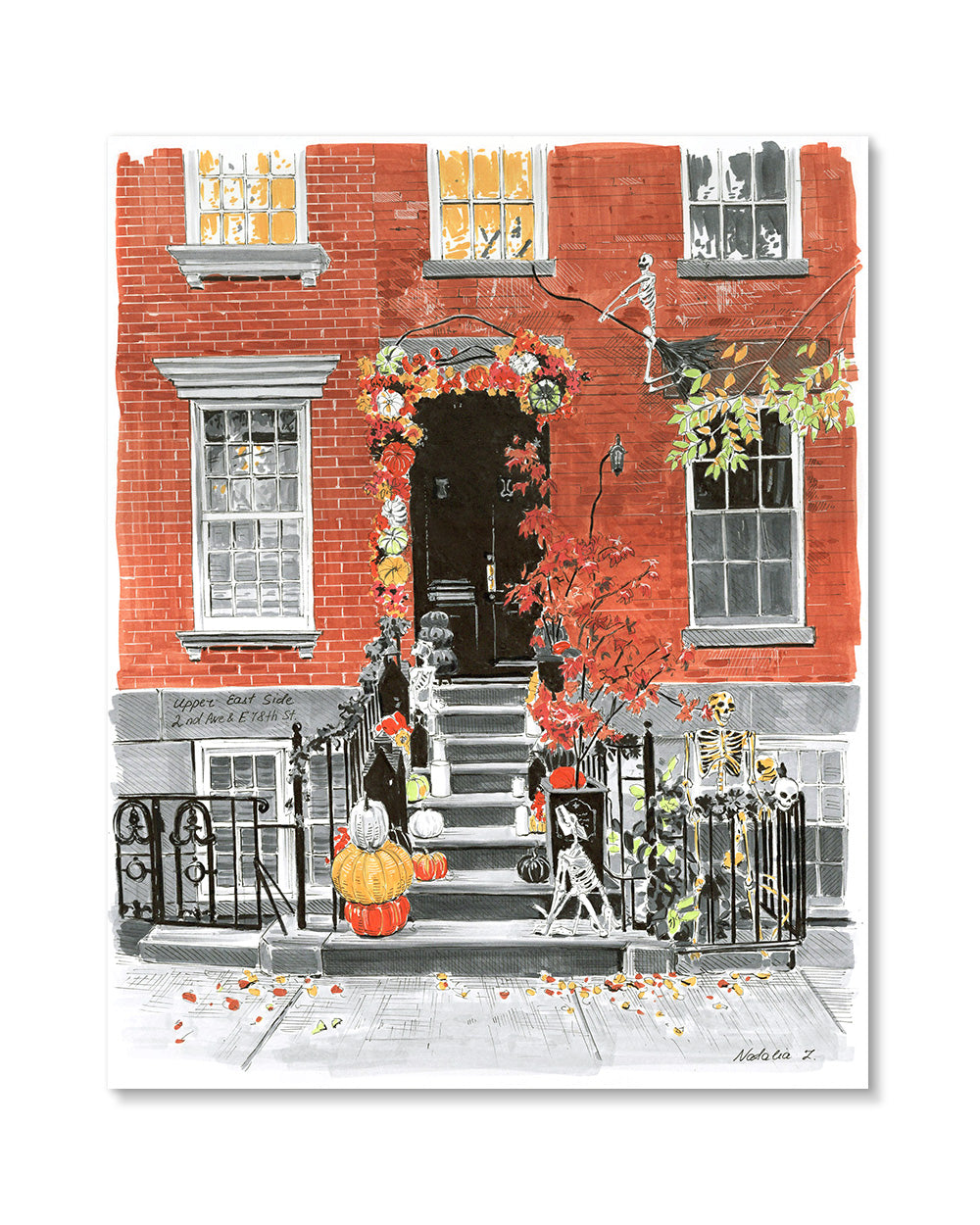Halloween Townhouse Art Print