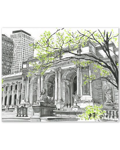NYC Public Library Art Print