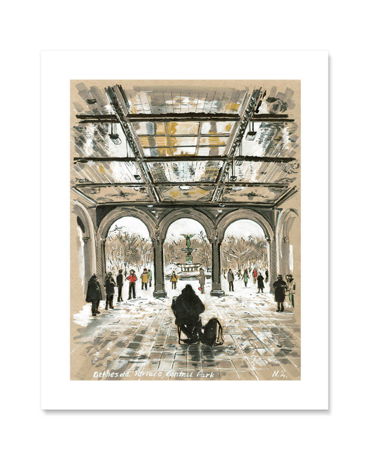 Musician at Bethesda Terrace Art Print