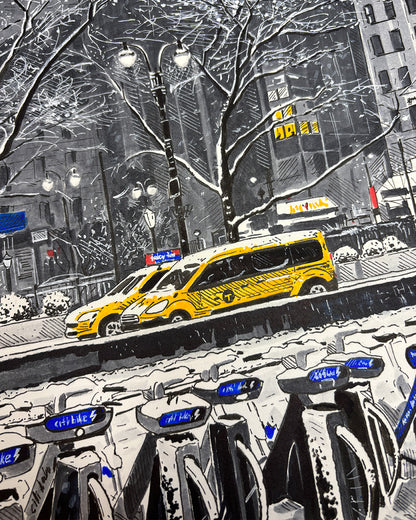 Snowy Evening in Midtown Art Print